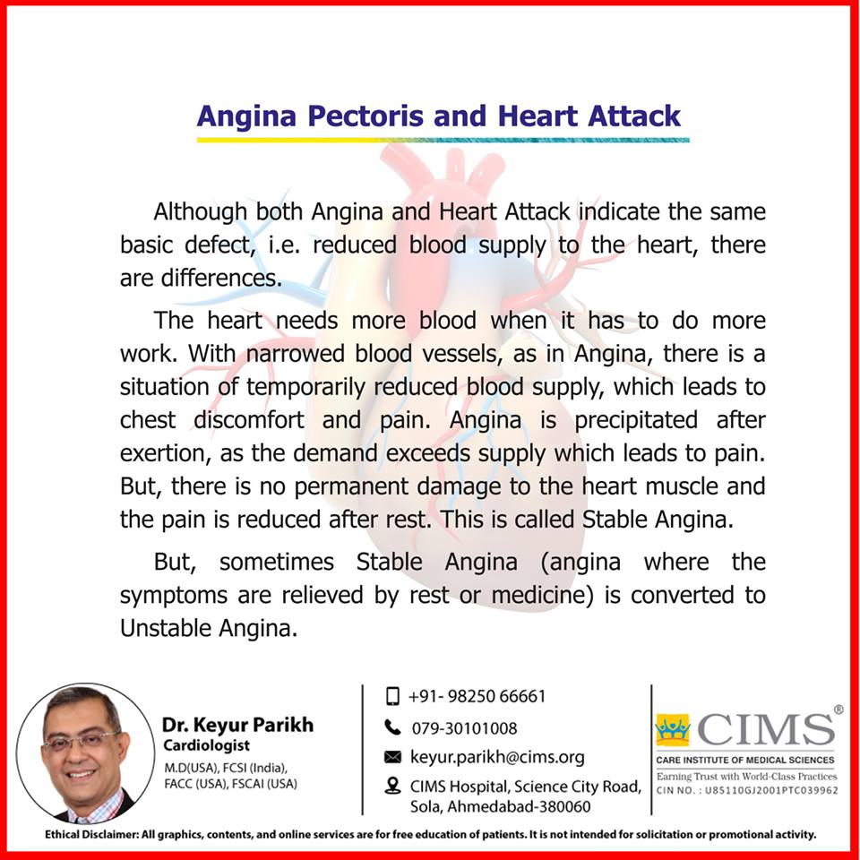 Angina pectoris and heart attack.