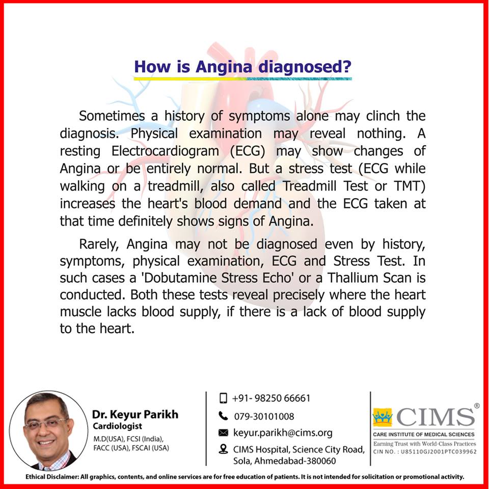 How is angina diagnosed?