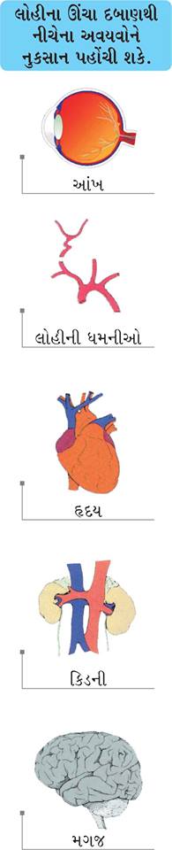 હાઈ બી.પી. ને કારણે નુકસાન પહોંચતા અવયવો. 