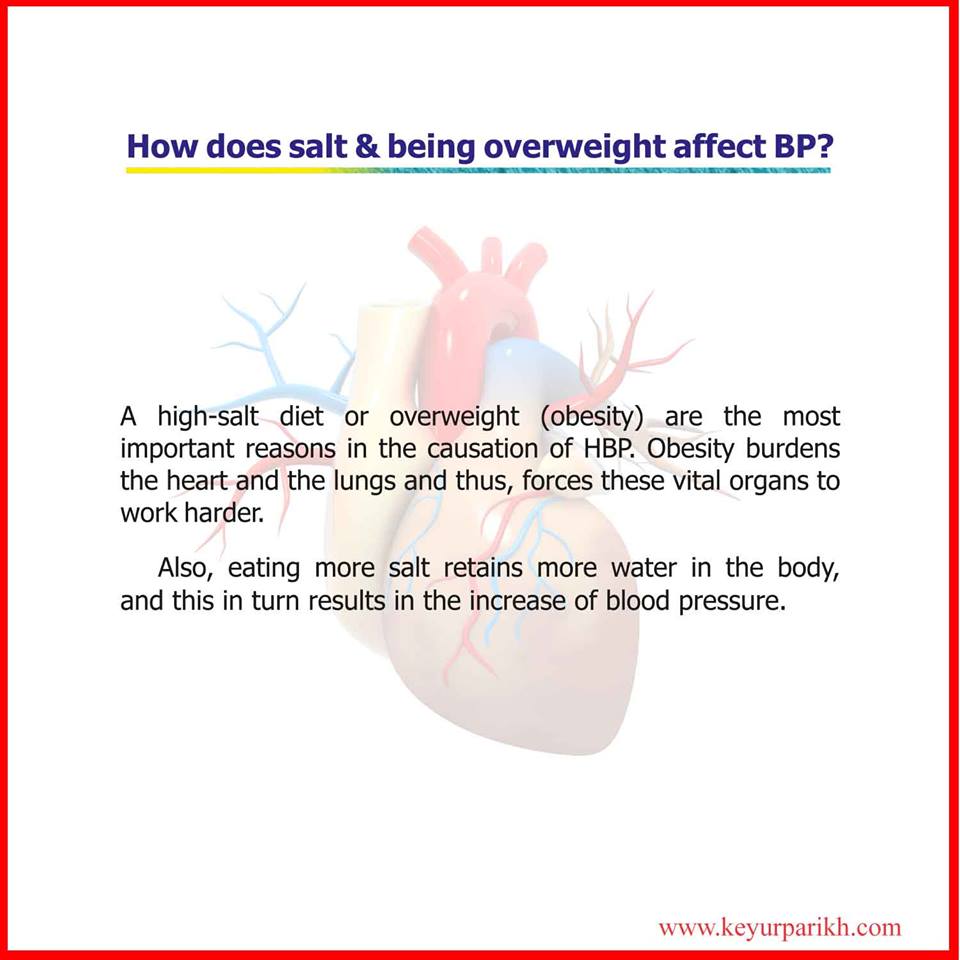 How does salt and being over weight after BP? 