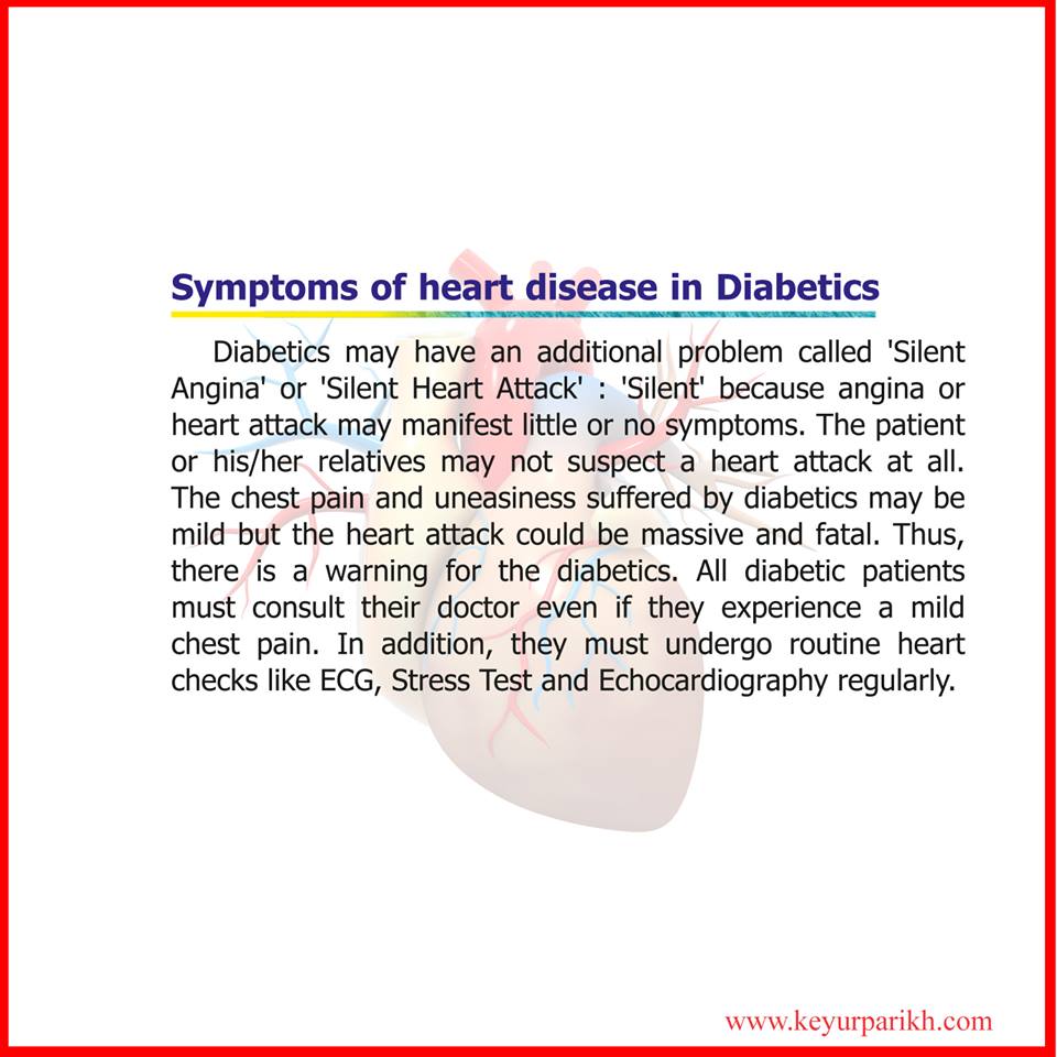 Symptoms of heart diseases in diabetics. 
