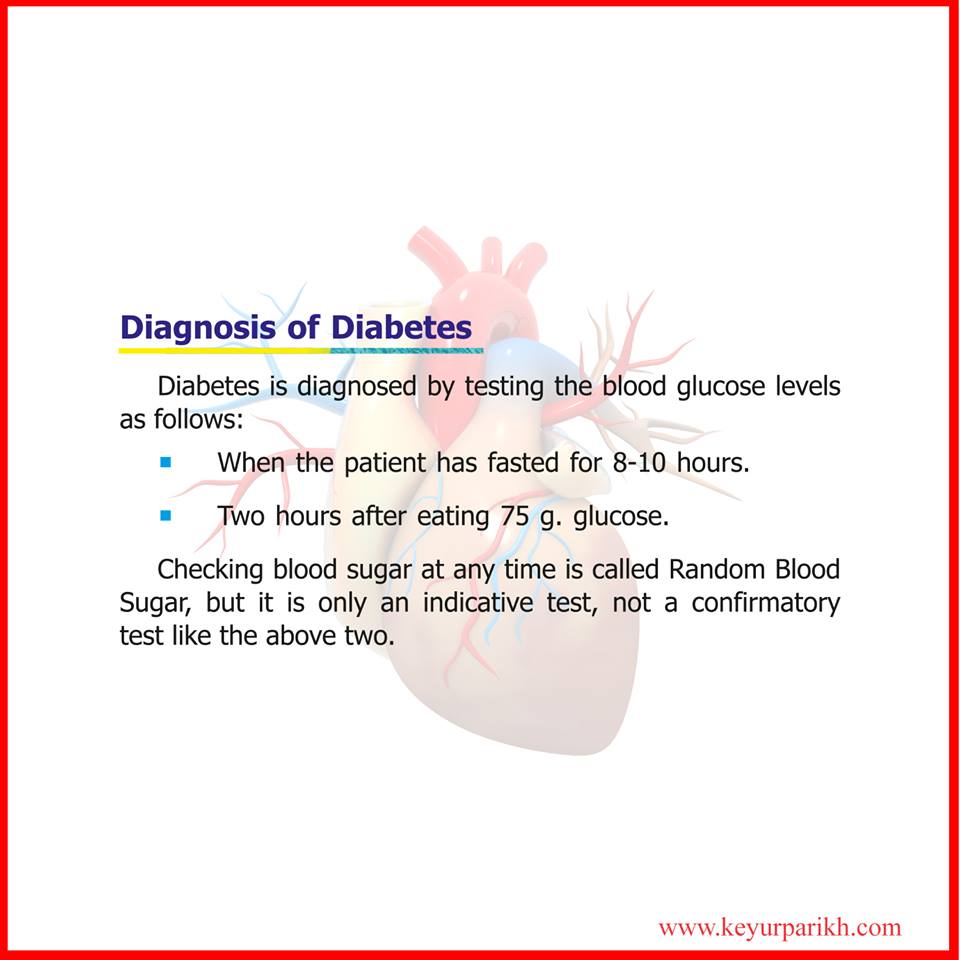 Diagnosis of diabetes.