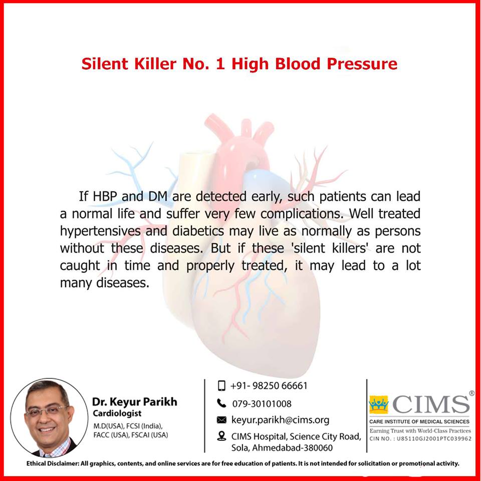 Silent killer number 1- High blood pressure.