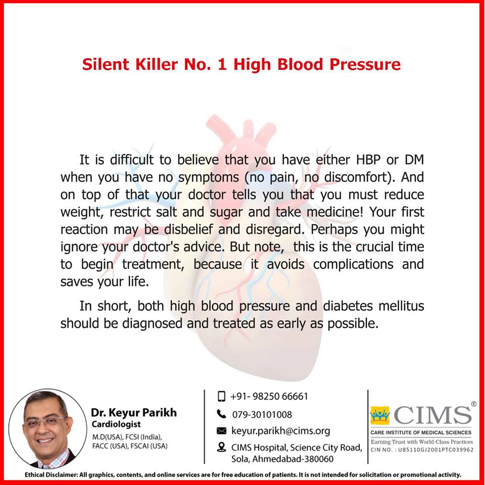 Silent killer number 1- High blood pressure.