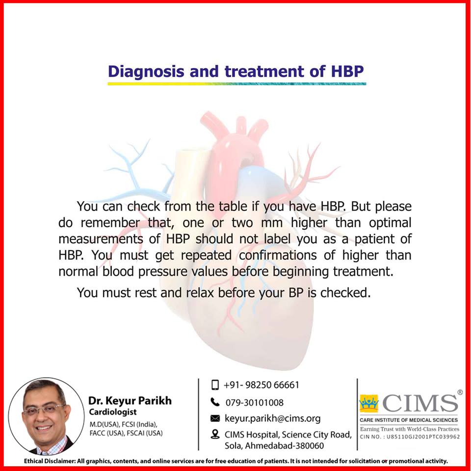 Diagnosis and treatment of HBP. 