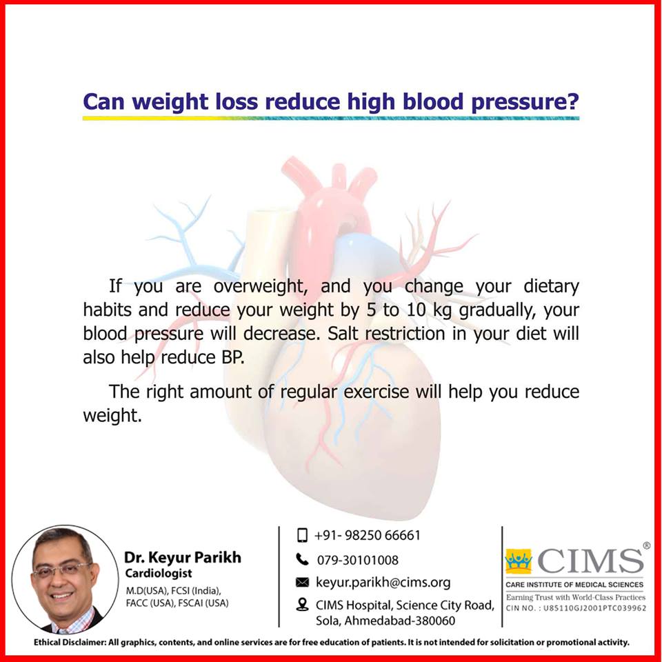 Can weight loss reduce high blood presure? 