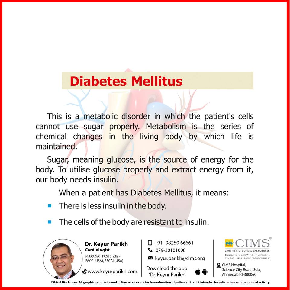 Silent killer number 2: Diabetes mellitus.