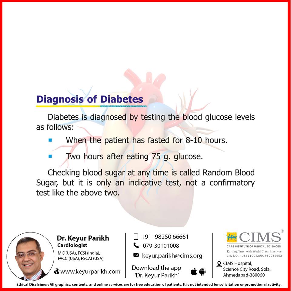 Diagnosis of diabetes. 